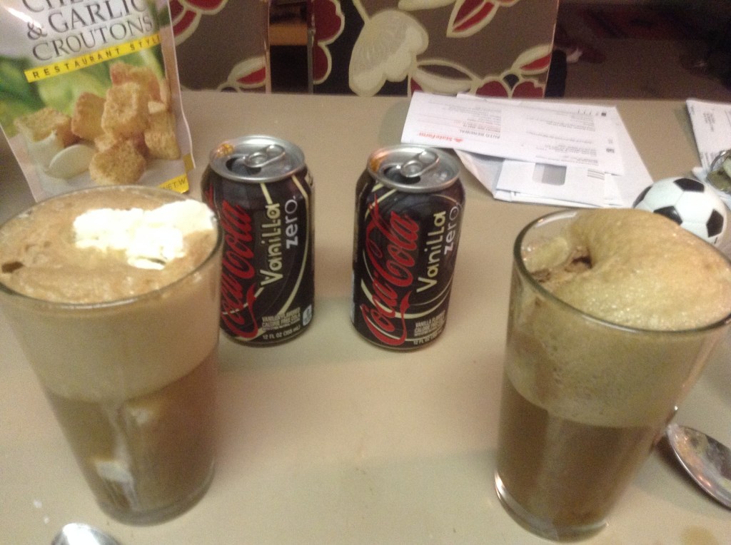 Two Coke floats my wife and I made.