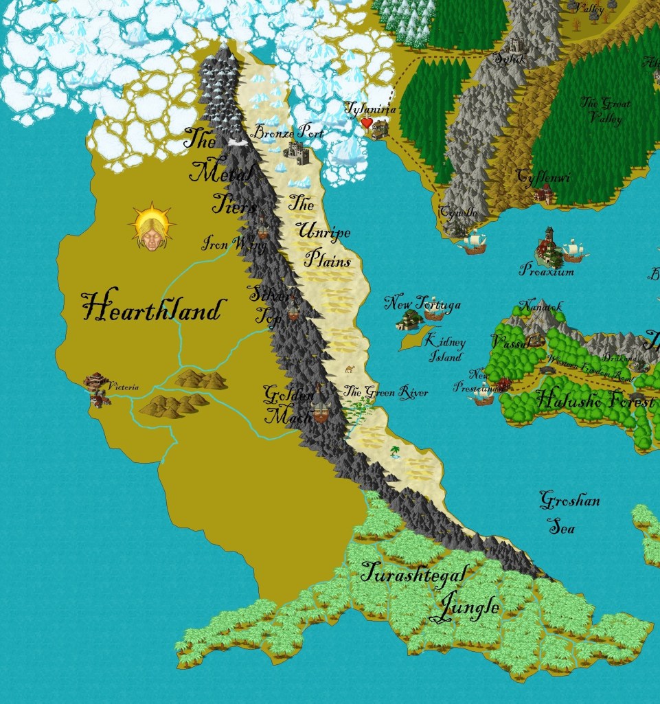The continent of Gurutama that the dwarves originated in, Hearthland.